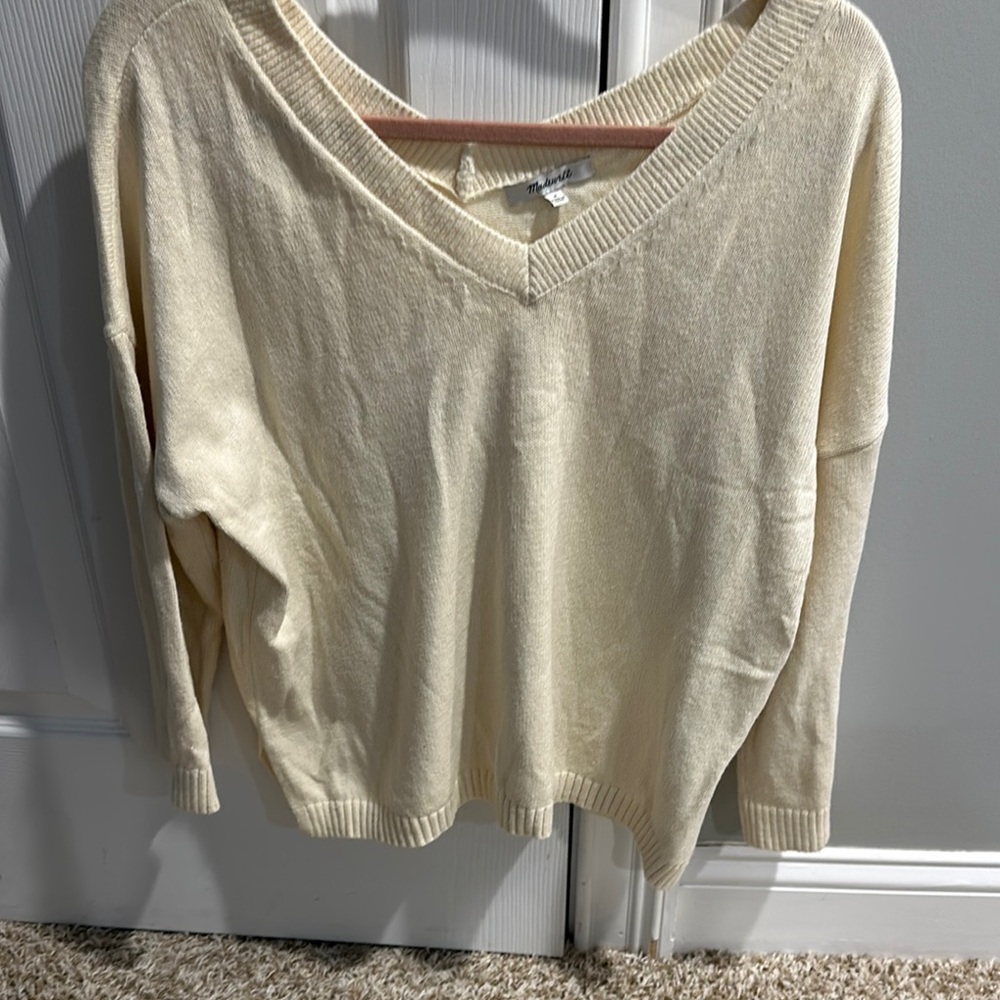 V-Neck Cream Sweater